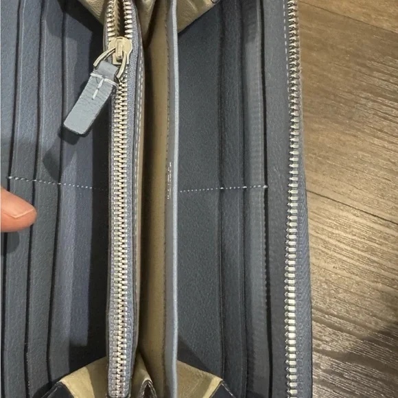 Tumi Black Zip Around Wallet with Gold Accent - Picture 6 of 6